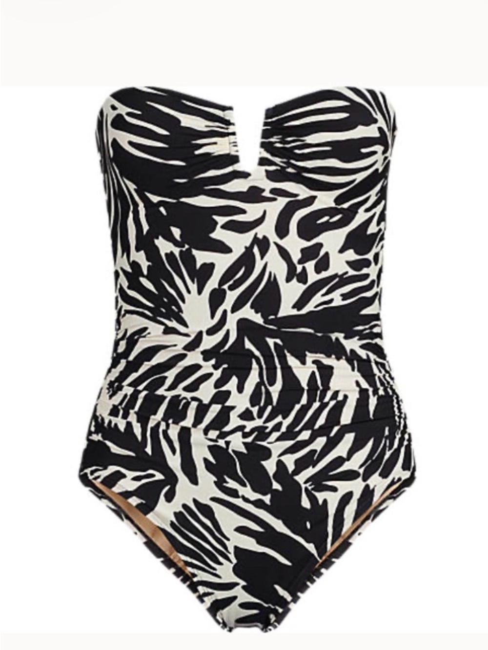 NWOT sz 16W Lands' End Black & Cream Printed One-Piece Swimsuit - Picture 1 of 6